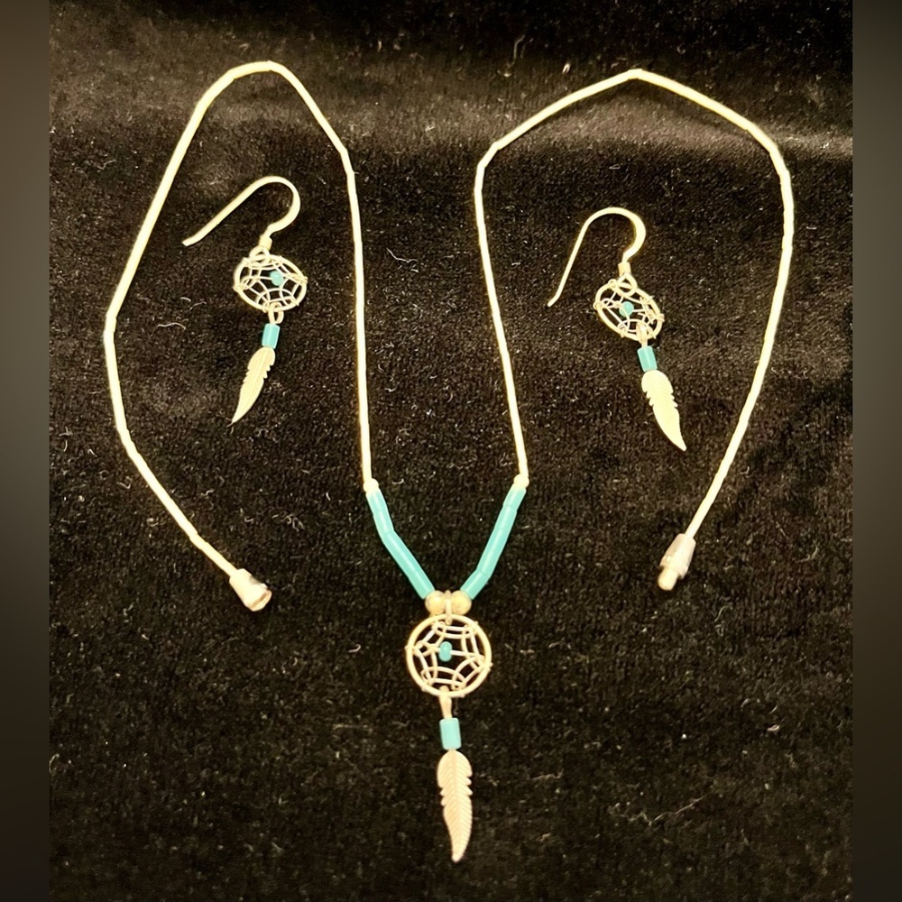 Sterling Silver and Turquoise Dreamcatcher Jewelry Set Native American Southwest - Picture 7 of 16